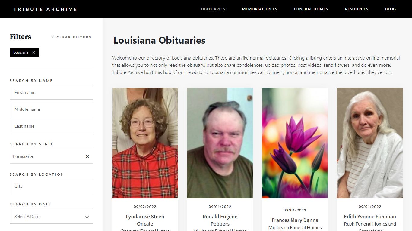 Louisiana Obituaries | Tribute Archive
